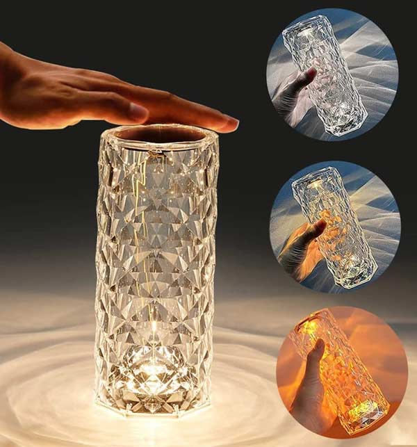 Rechargeable Rose Diamond Table Lamp with Wireless Remote - 16 RGB Colours