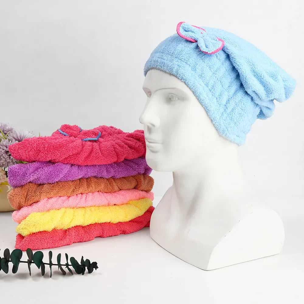 2Pcs--Soft Microfiber Flower Cap Towel for Women