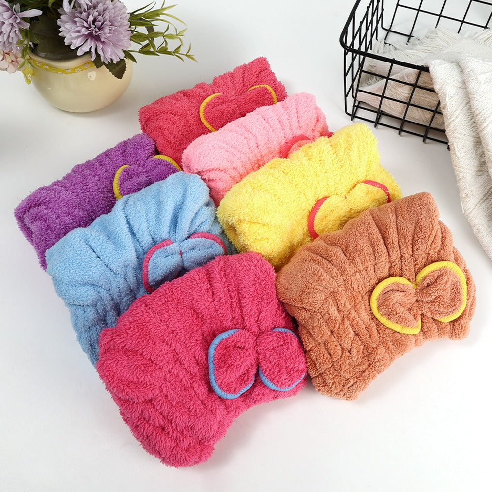 2Pcs--Soft Microfiber Flower Cap Towel for Women