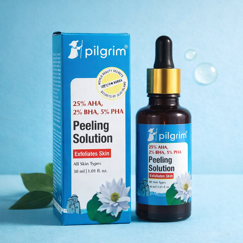 Pilgrim 25 Percent AHA 2 Percent BHA 5 Percent PHA Peeling Solution 30ml Exfoliating Brightening Skin Renewal Formula