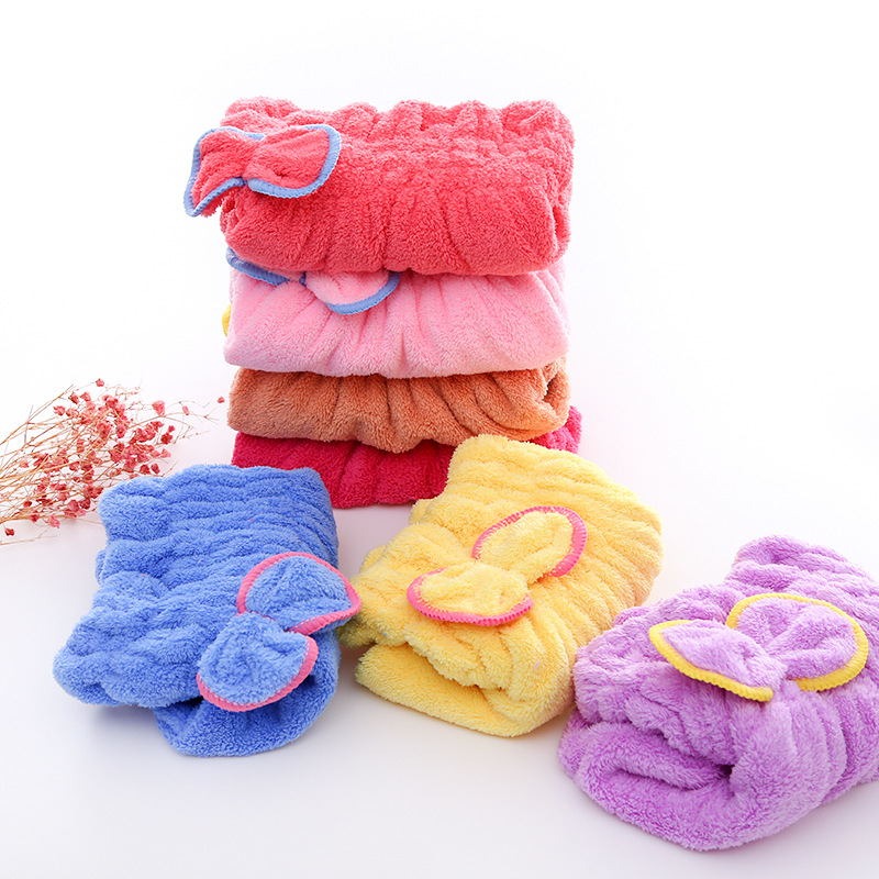 2Pcs--Soft Microfiber Flower Cap Towel for Women
