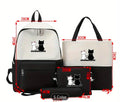 Cute Cat Print 4-in-1 School Bag Set for Girls – Backpack